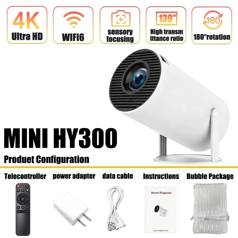 New MIINI HY300 Outdoor portable Projector 4KWifi 1080P 1280*720P HD Home Cinema Video Movies LED Projetor Video Game Projection