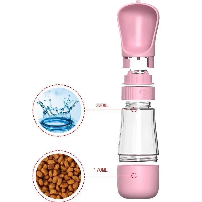 Portable Dog Water Bottle With Food Container Travel 2 in 1 Pet Water Dispenser For Small Large Dogs Cat Labrador Drinking Bowls